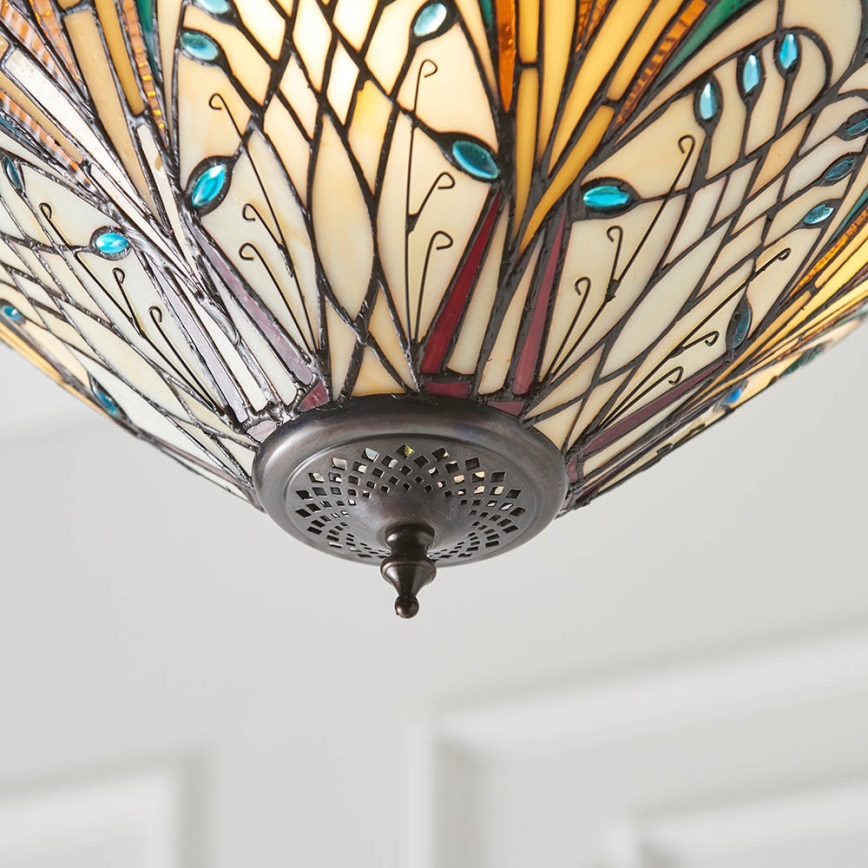 Endon 70750 - Láncos Tiffany HECTOR csillár 3xE27/60W/230V, átm. 40 cm