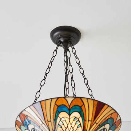 Endon 70750 - Láncos Tiffany HECTOR csillár 3xE27/60W/230V, átm. 40 cm