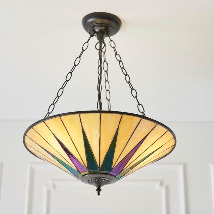 Endon 70754 - Tiffany DARK STAR láncos csillár 3xE27/60W/230V Ø 49 cm