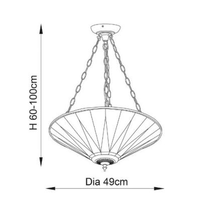 Endon 70754 - Tiffany DARK STAR láncos csillár 3xE27/60W/230V Ø 49 cm