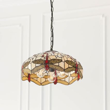 Endon 70824 - Tiffany DRAGONFLY láncon függő csillár 3xE27/60W/230V Ø 41 cm