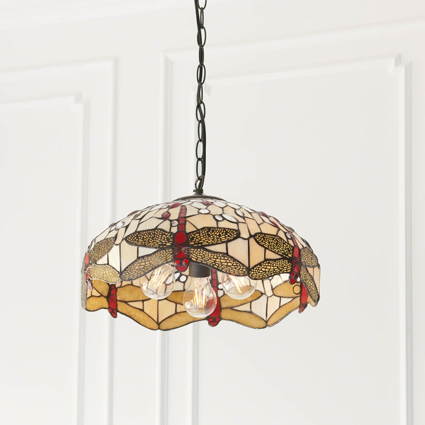 Endon 70824 - Tiffany DRAGONFLY láncon függő csillár 3xE27/60W/230V Ø 41 cm