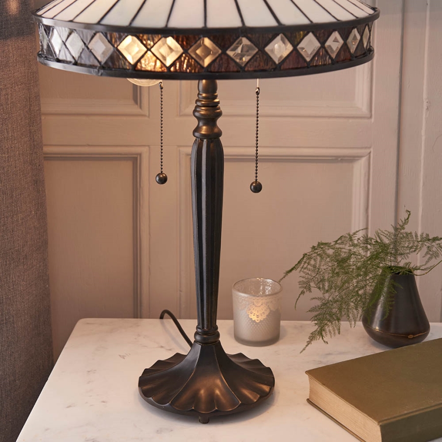 Endon 70935 - FARGO Tiffany-stílusú asztali lámpa, 2x E27 (max. 60 W), 230 V, átmérő 41,5 cm