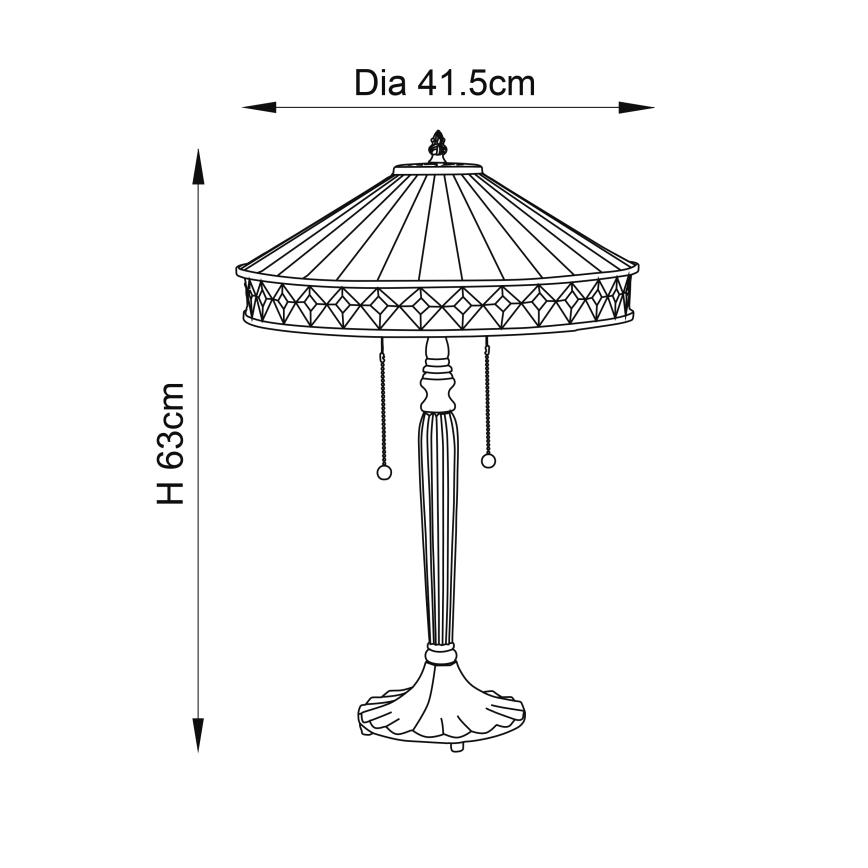 Endon 70935 - FARGO Tiffany-stílusú asztali lámpa, 2x E27 (max. 60 W), 230 V, átmérő 41,5 cm
