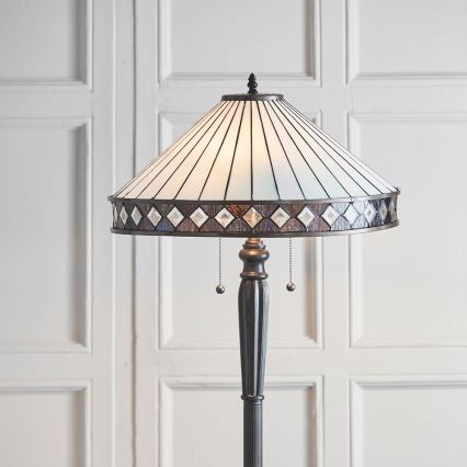 Endon 70936 - Tiffany FARGO állólámpa, 2xE27/60W/230V, átmérő 50 cm