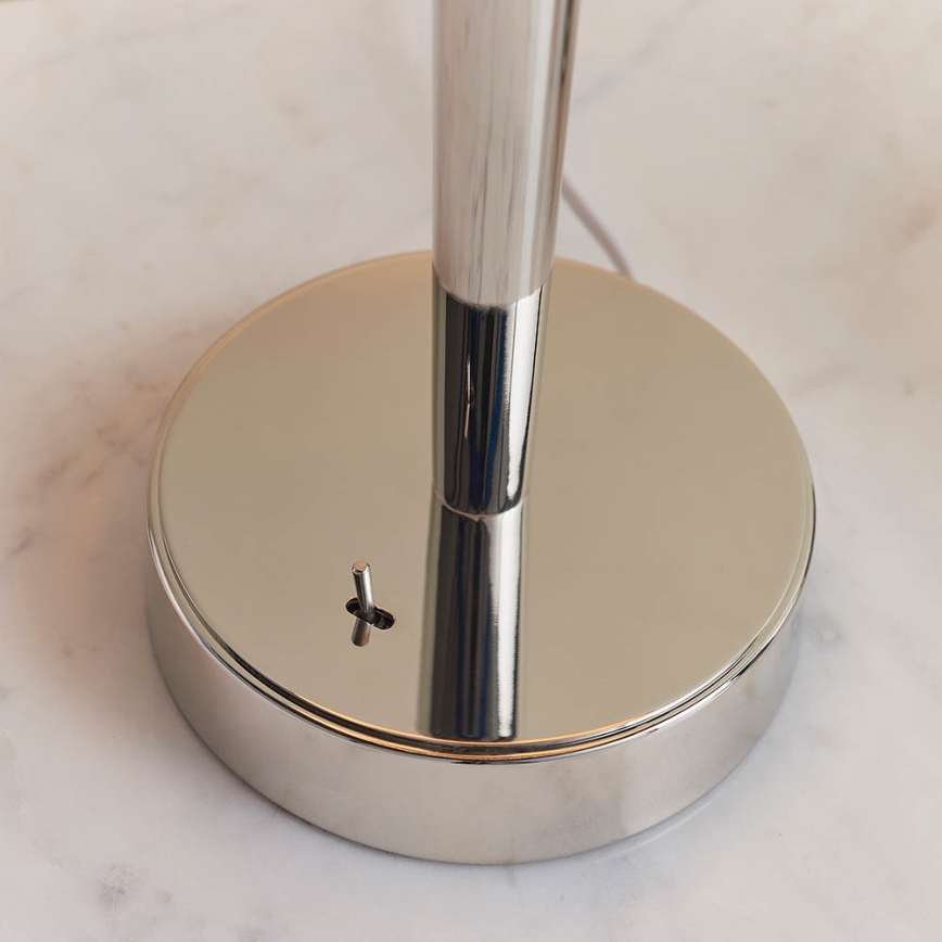 Endon 72175 - Asztali lámpa USB porttal SYON 1xE14/40W/230V fényes króm/beige
