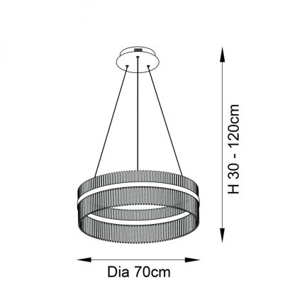 Endon 81908 - LED dimmelhető függeszték ADRIEL LED/58W/230V 3000K átmérő 70 cm arany/átlátszó