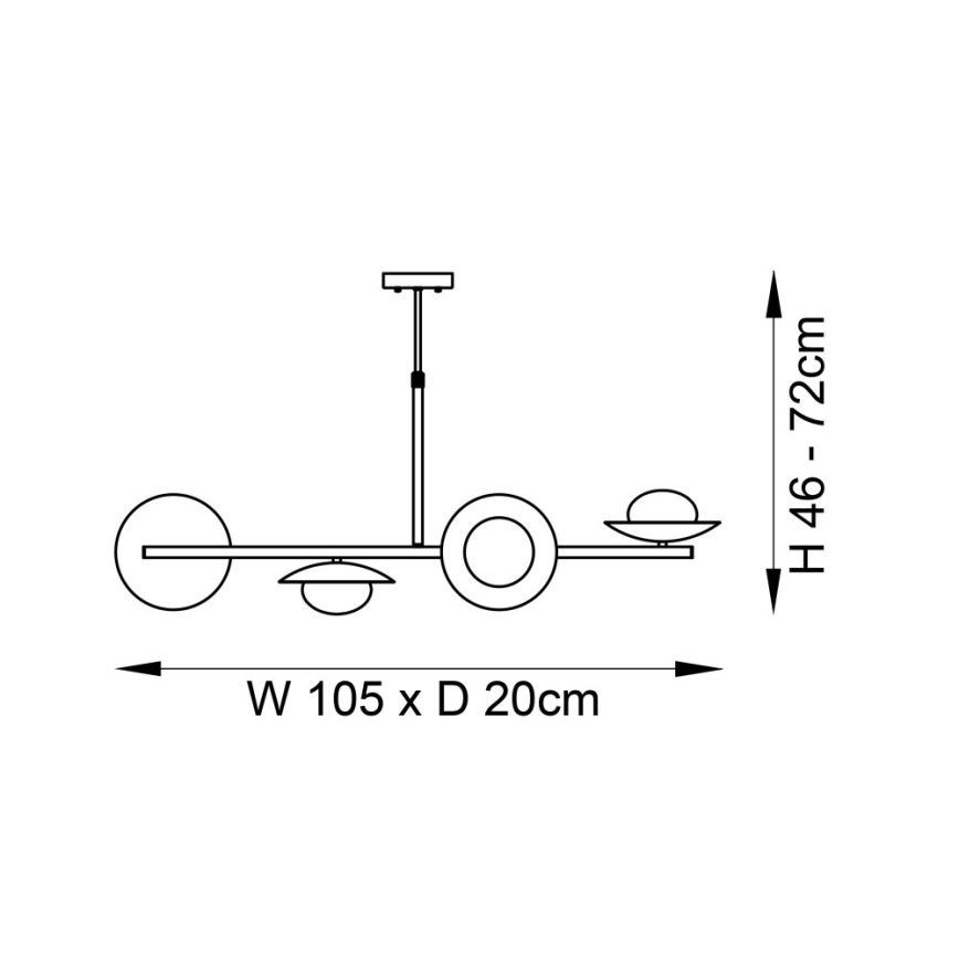 Endon 92036 - Kábeles függeszték RUFFLE 4xG9/3W/230V sárgaréz/fekete