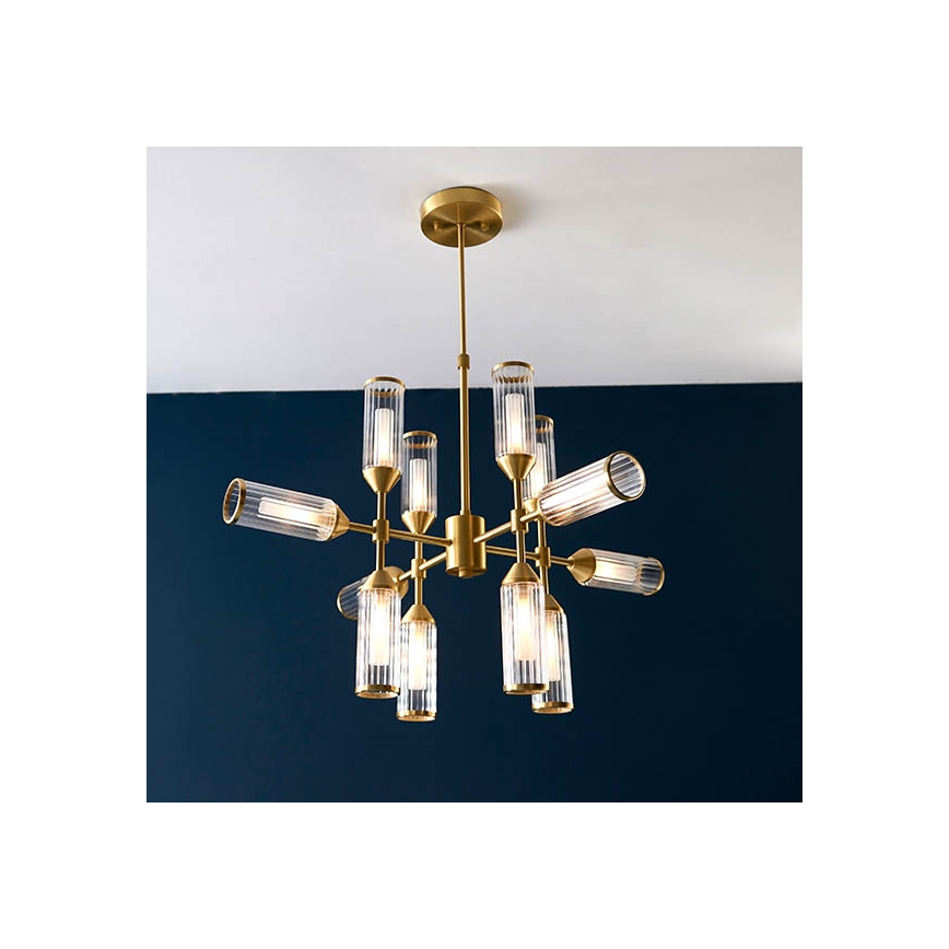 Endon 92214 - TOUR rúdon függő csillár 12xG9/3W/230V sárgaréz