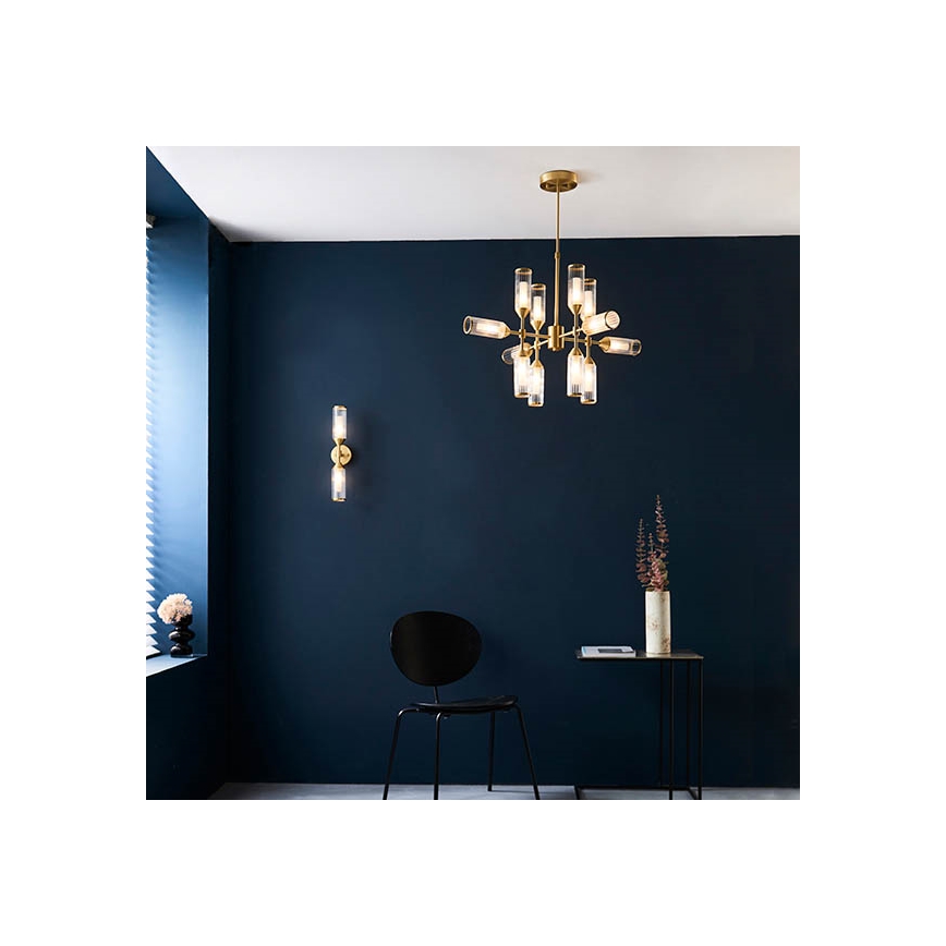 Endon 92214 - TOUR rúdon függő csillár 12xG9/3W/230V sárgaréz