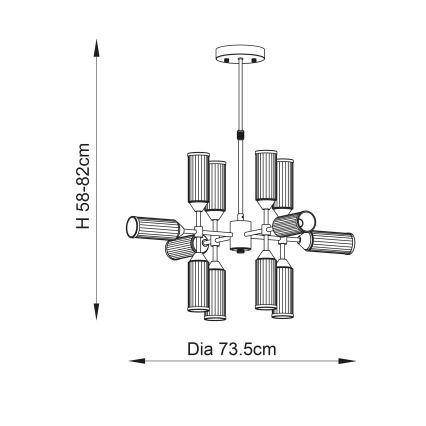 Endon 92214 - TOUR rúdon függő csillár 12xG9/3W/230V sárgaréz