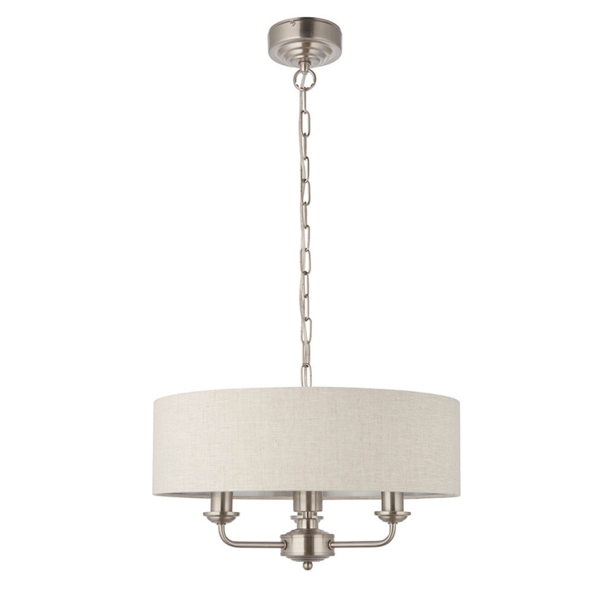 Endon 94361 - Csillár láncon HIGHCLERE 3xE14/40W/230V bézs/matt króm átm. 45 cm