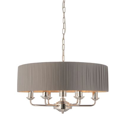Endon 94397 - Csillár láncon HIGHCLERE 6xE14/40W/230V szürke/fényezett króm átm. 35 cm