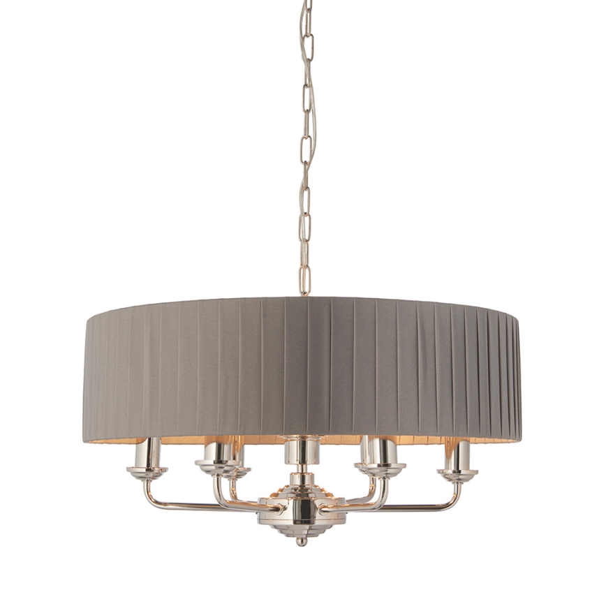 Endon 94397 - Csillár láncon HIGHCLERE 6xE14/40W/230V szürke/fényezett króm átm. 35 cm
