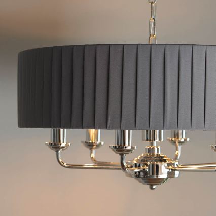 Endon 94397 - Csillár láncon HIGHCLERE 6xE14/40W/230V szürke/fényezett króm átm. 35 cm