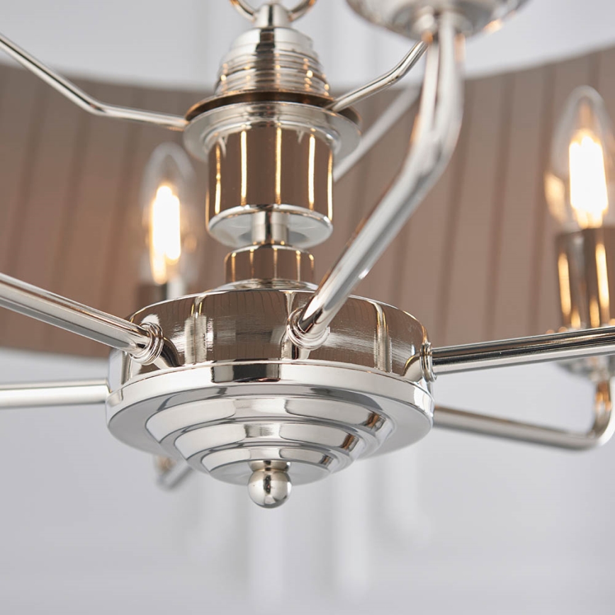 Endon 94397 - Csillár láncon HIGHCLERE 6xE14/40W/230V szürke/fényezett króm átm. 35 cm