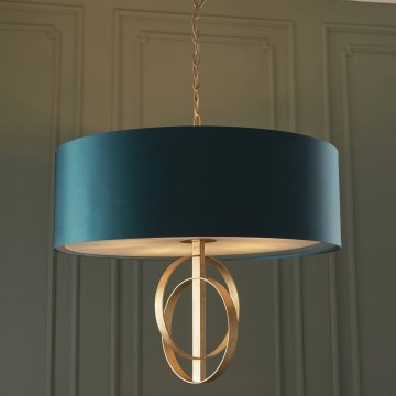 Endon 95219 - Láncos csillár 5xE27/10W/230V, átmérő 70 cm, kék/sárgaréz