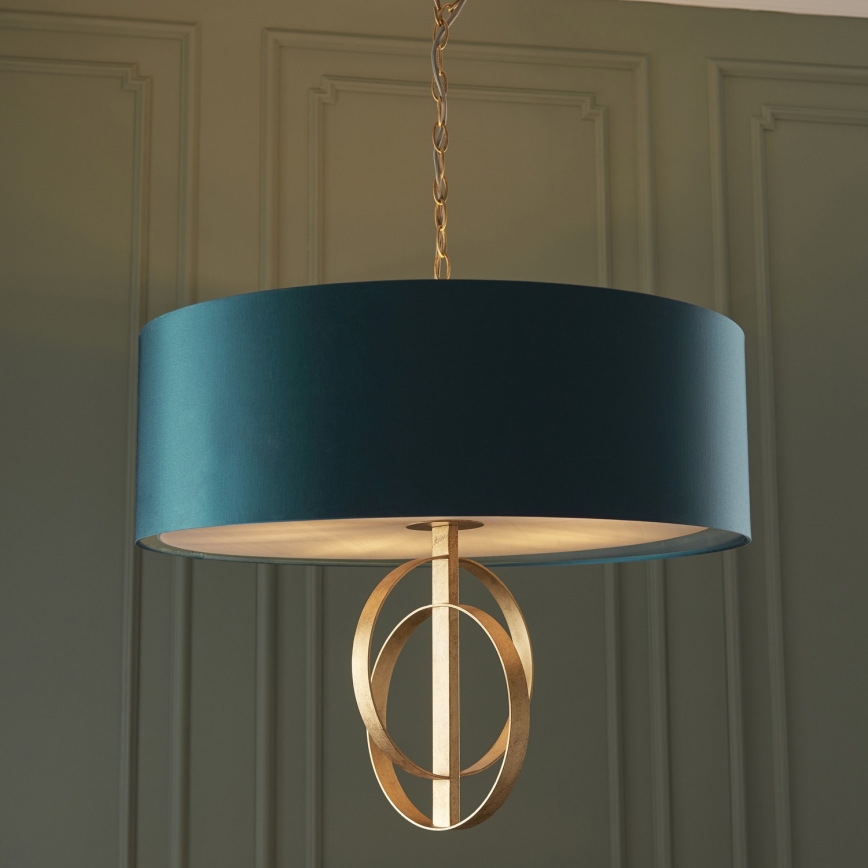 Endon 95219 - Láncos csillár 5xE27/10W/230V, átmérő 70 cm, kék/sárgaréz