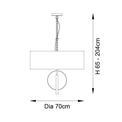 Endon 95219 - Láncos csillár 5xE27/10W/230V, átmérő 70 cm, kék/sárgaréz