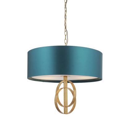 Endon 95220 - Láncos csillár 3xE27/10W/230V Ø 60 cm kék/sárgaréz