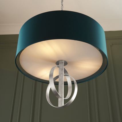 Endon 95224 - Láncra függeszthető csillár 3xE27/10W/230V átm. 60 cm kék/szürke