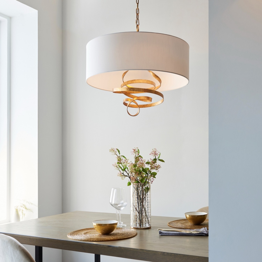 Endon 95268 - Láncos csillár 3xE14/6W/230V, átm. 60 cm, fehér/sárgaréz