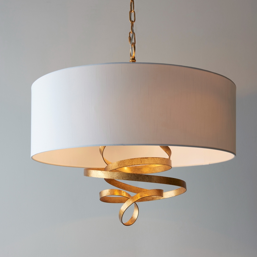Endon 95268 - Láncos csillár 3xE14/6W/230V, átm. 60 cm, fehér/sárgaréz