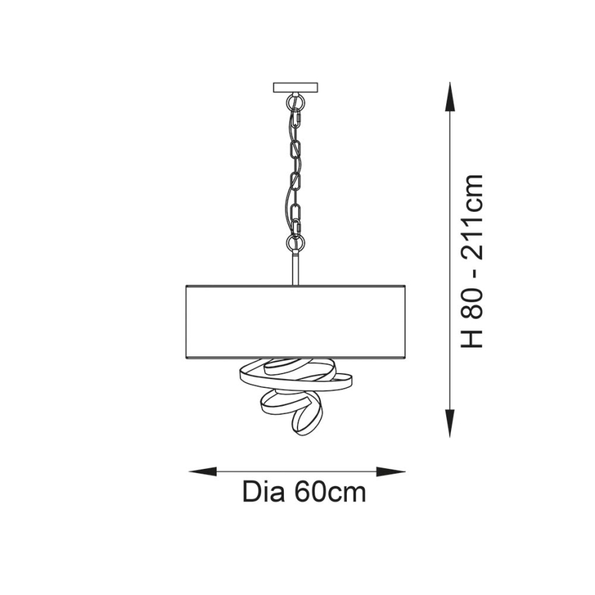 Endon 95268 - Láncos csillár 3xE14/6W/230V, átm. 60 cm, fehér/sárgaréz
