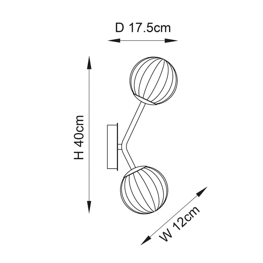 Endon 96691 - NORTHWEST fali lámpa 2xG9/3W/230V aranyszínű