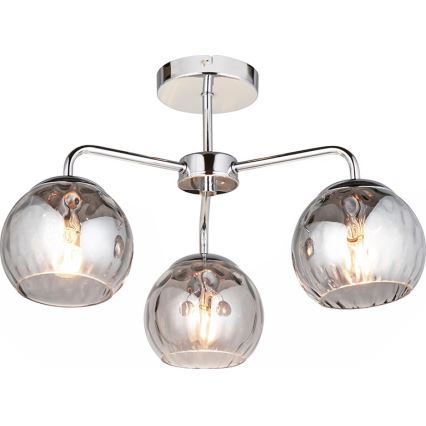 Endon 97971 - Felületre szerelhető csillár DIMPLE 3xE14/25W/230V fényes króm/füstszürke