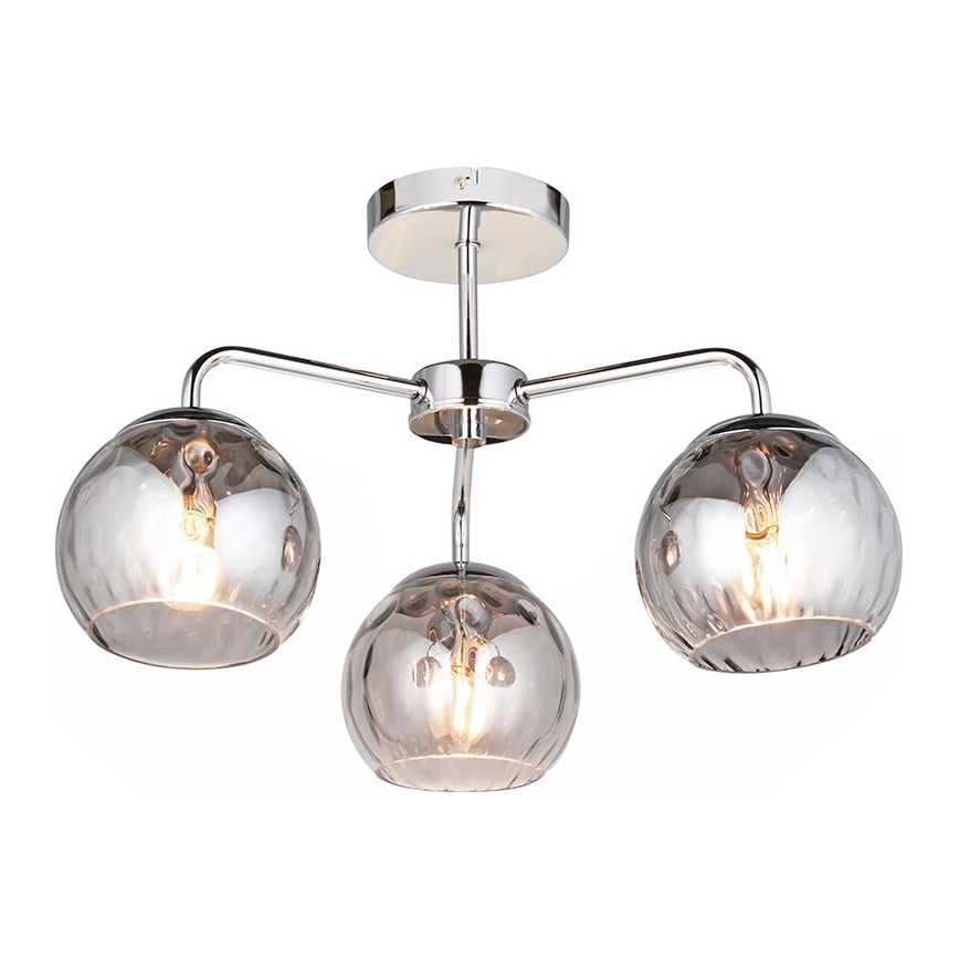 Endon 97971 - Felületre szerelhető csillár DIMPLE 3xE14/25W/230V fényes króm/füstszürke