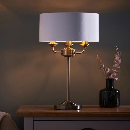 Endon 98932 - Asztali lámpa HIGHCLERE 3xE14/18W/230V fehér/sárgaréz átm. 32 cm