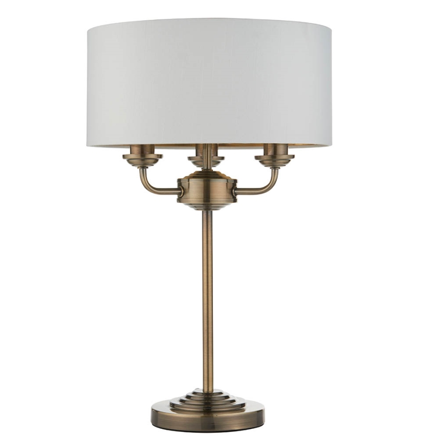 Endon 98932 - Asztali lámpa HIGHCLERE 3xE14/18W/230V fehér/sárgaréz átm. 32 cm