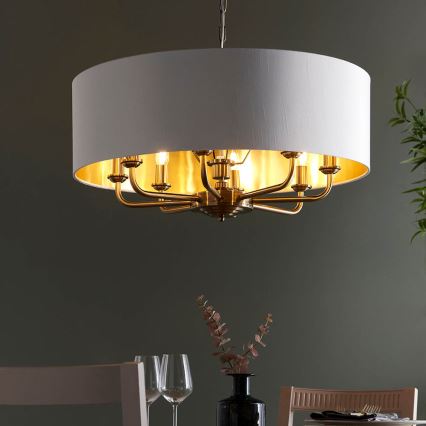 Endon 98938 - HIGHCLERE láncos csillár 8xE14/40W/230V, átm. 70 cm, fehér/sárgaréz