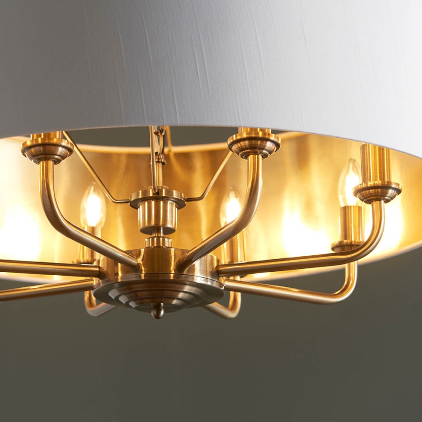 Endon 98938 - HIGHCLERE láncos csillár 8xE14/40W/230V, átm. 70 cm, fehér/sárgaréz