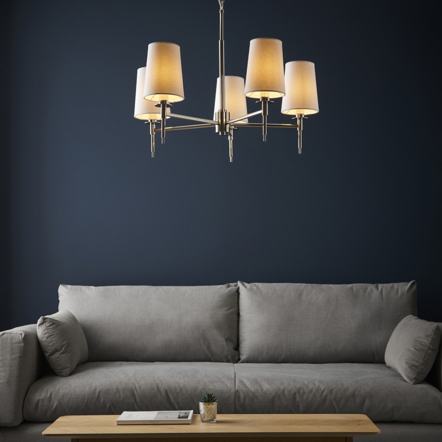 Endon 99457 - Láncos csillár 5xE14/6W/230V fényes króm/fehér