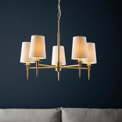 Endon 99458 - Láncos csillár 5xE14/6W/230V arany/fehér