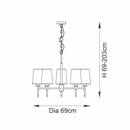 Endon 99458 - Láncos csillár 5xE14/6W/230V arany/fehér