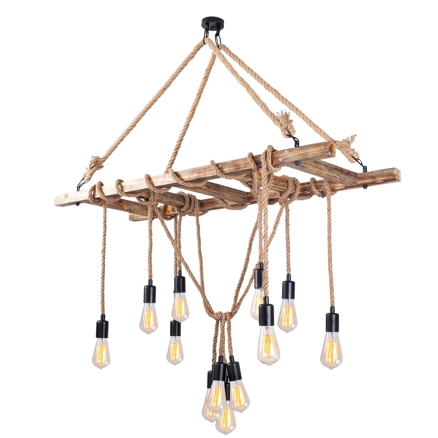 EREBOS kábelen függő csillár 12xE27/40W/230V barna