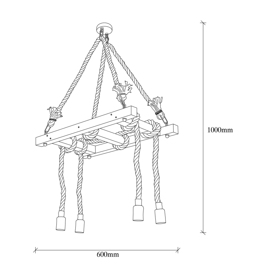 EREBOS kábelre szerelt csillár 4xE27/40W/230V barna