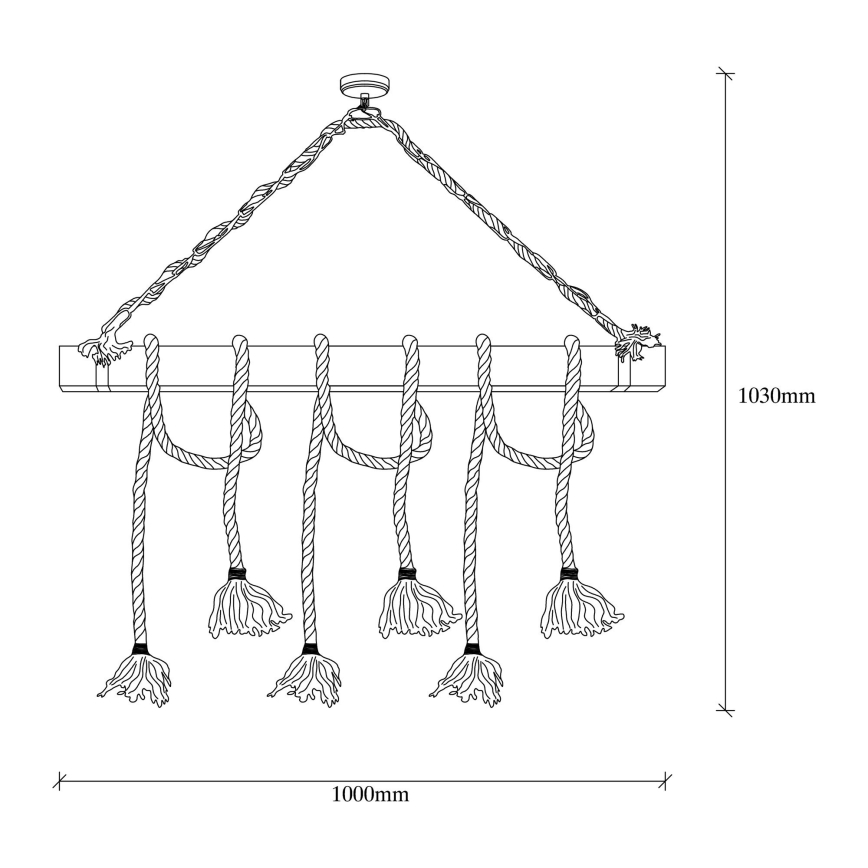 EREBOS zsinóron függő csillár, 6xE27/40W/230V, barna