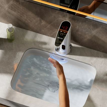 Érintőképernyős átfolyós vízmelegítő érzékelővel és LED kijelzővel 3000W/230V IPX4 fehér