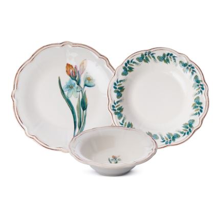 Étkészlet 18 db színes/porcelán