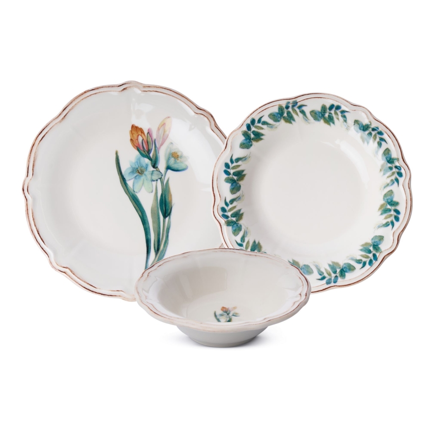Étkészlet 18 db színes/porcelán
