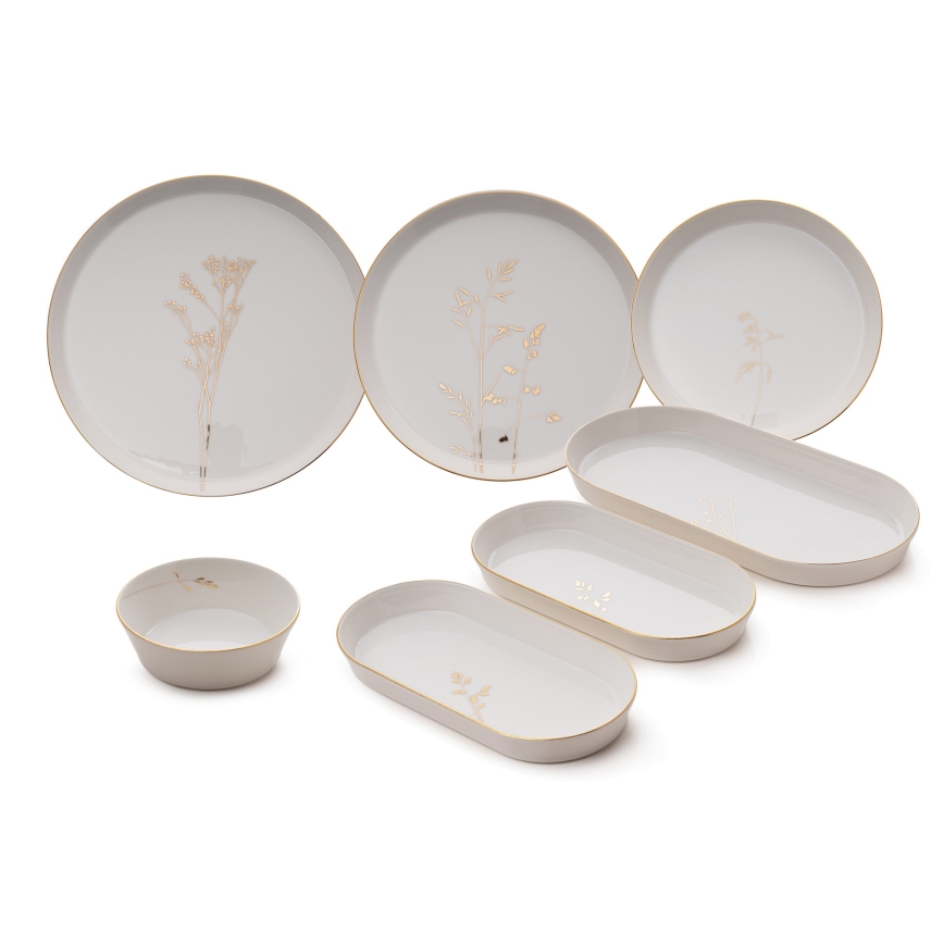 Étkészlet 27 db fehér/arany/porcelán