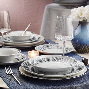 Étkezési készlet 24 db fehér/szürke/porcelán
