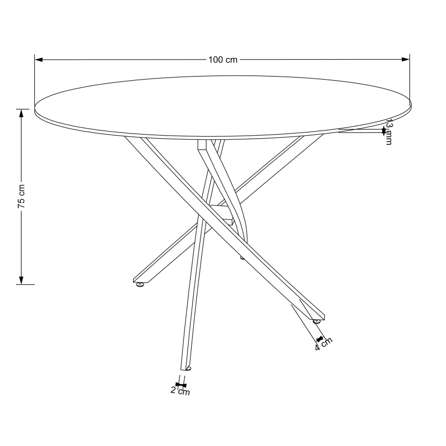 Étkezőasztal ESTEN 100 cm fekete/arany