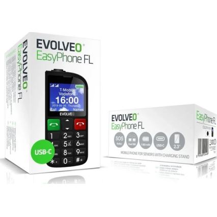 Evolveo - EasyPhone FL, mobiltelefon időseknek, fekete