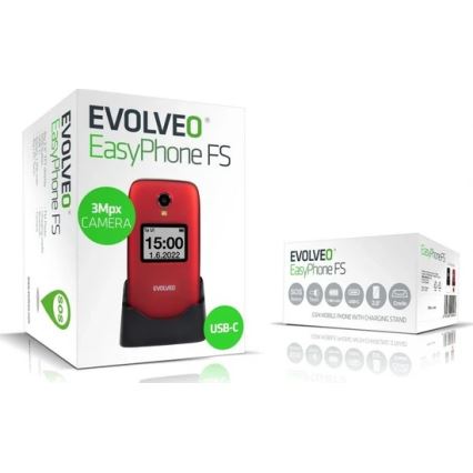 Evolveo - EasyPhone FS kihajtható mobiltelefon időseknek 2.8 piros