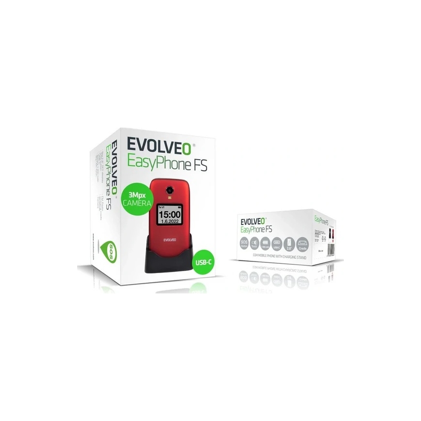 Evolveo - EasyPhone FS kihajtható mobiltelefon időseknek 2.8 piros